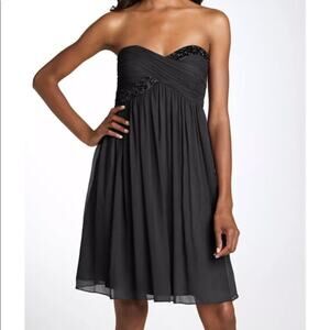 Maggy London 100% Silk Strapless Cocktail Dress